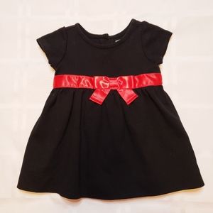 BABY GAP Black Holiday Dress with Satin Red Bow